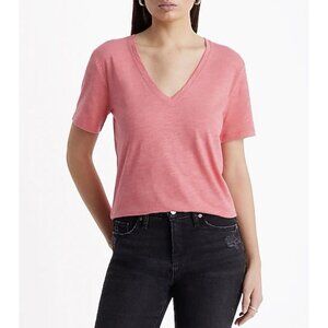 Express Womens Skimming Textured V-Neck Short Sleeve Tee Pink Size XS NWT $34